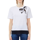 T-shirt donna con dettagli in pizzo