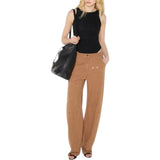 Jeans donna balloon in denim con strass