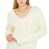 Maglione donna in lana a trecce