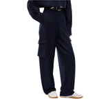 Pantaloni donna gessati con tasche cargo