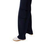 Pantaloni donna gessati con tasche cargo