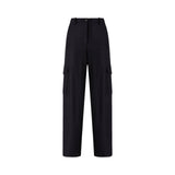Pantaloni donna gessati con tasche cargo