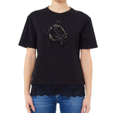 T-shirt donna con dettagli in pizzo