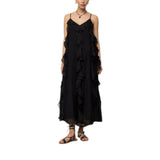 Abito donna lungo scollato con rouches