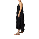 Abito donna lungo scollato con rouches