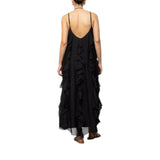 Abito donna lungo scollato con rouches