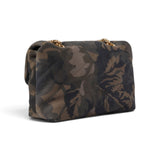 Borsa donna a tracolla Mini Love Bag Puff in suede con stampa camouflage e fibbia gioiello