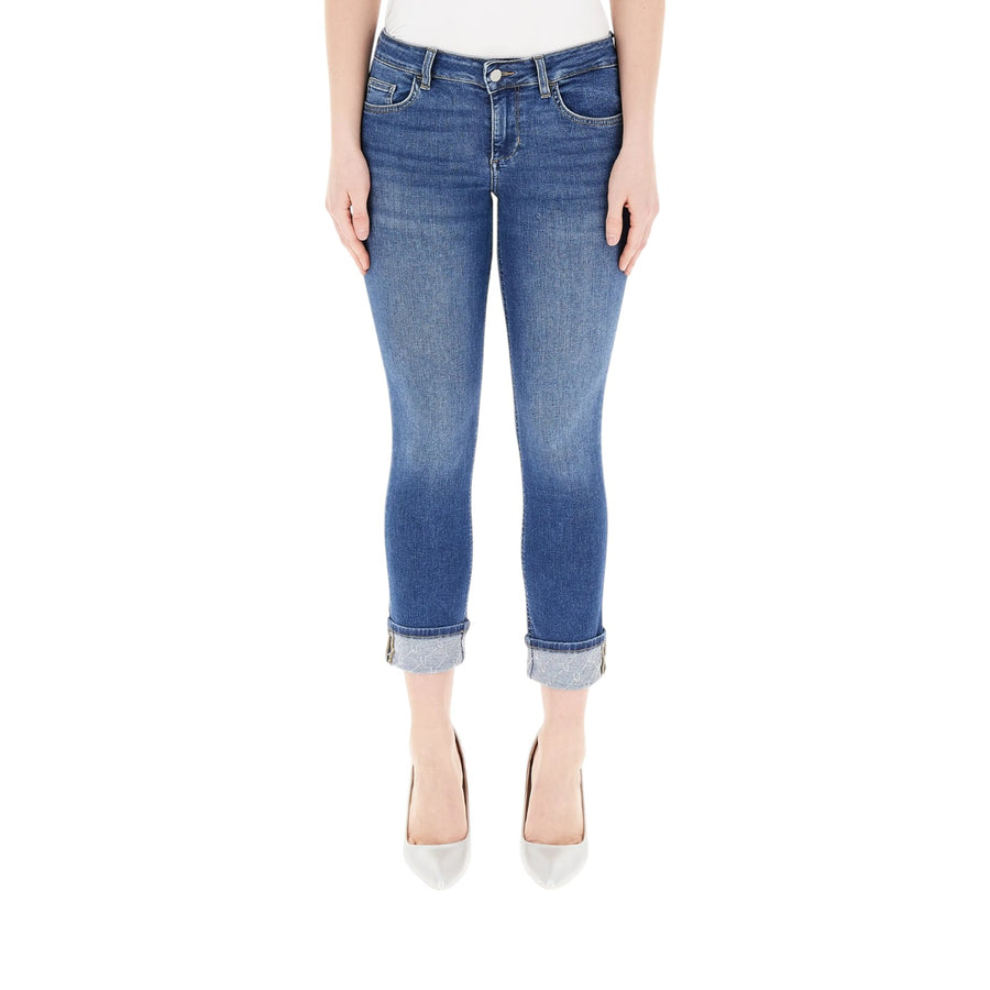 Jeans donna skinny con risvolto