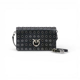 Pochette a tracolla piccola Love Bag Click Soft Horizontal Mini in pelle con borchie