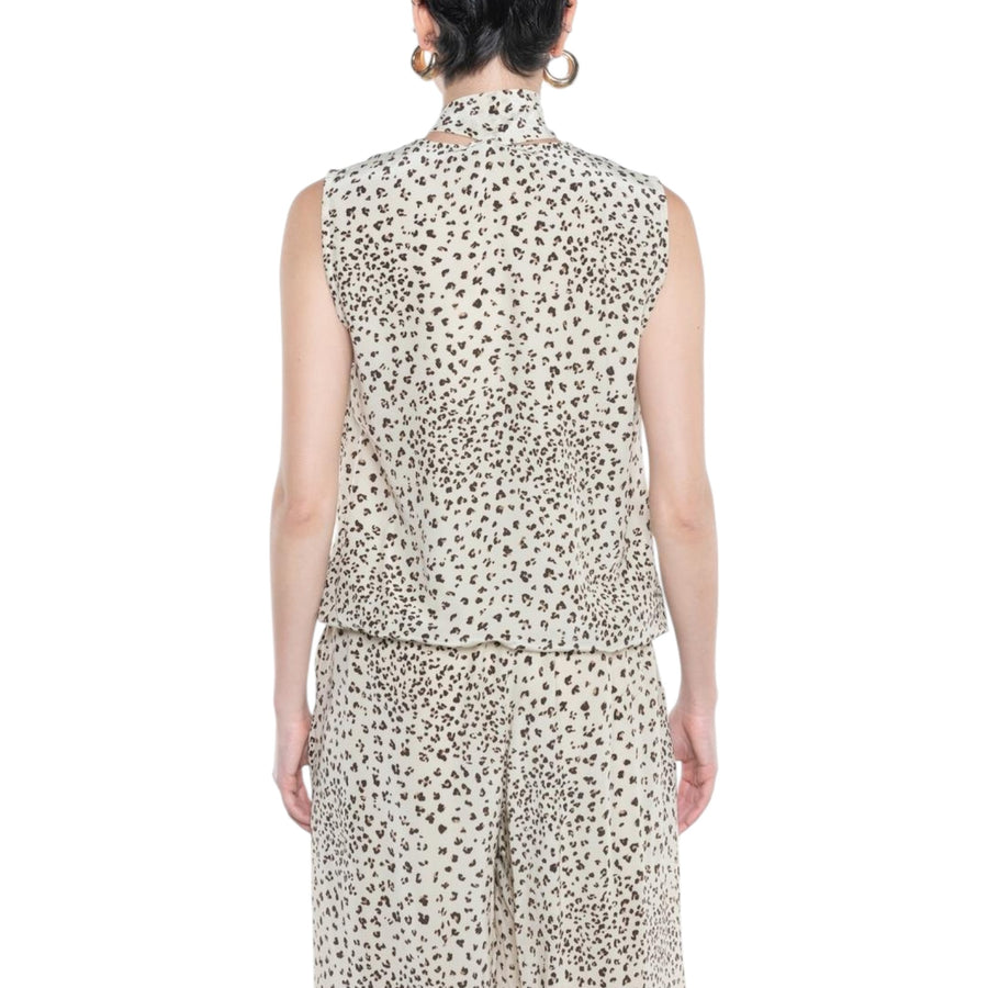 Blusa donna stampata scollata a v con sciarpina