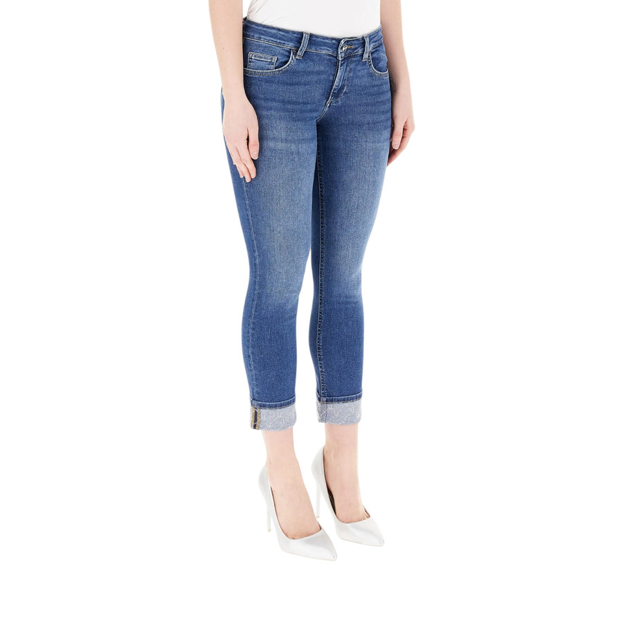Jeans donna skinny con risvolto