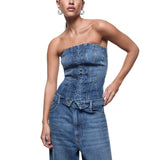 Top donna bustier in denim