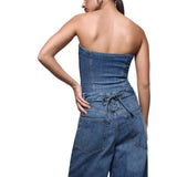 Top donna bustier in denim