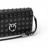 Pochette a tracolla piccola Love Bag Click Soft Horizontal Mini in pelle con borchie