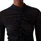T-shirt donna in tulle full-strass