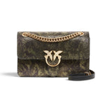 Borsa donna a tracolla Mini Love Bag One Light con stampa camouflage full strass