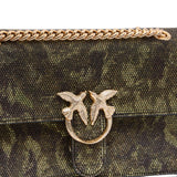 Borsa donna a tracolla Mini Love Bag One Light con stampa camouflage full strass