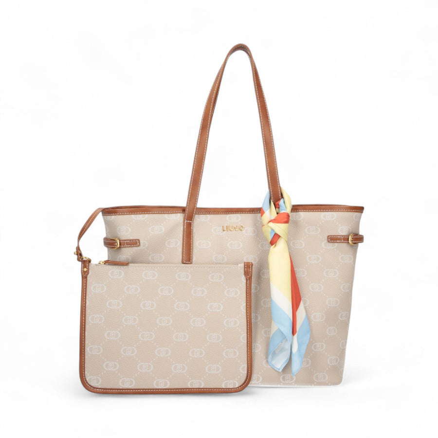 Borsa donna a spalla con logo e foulard