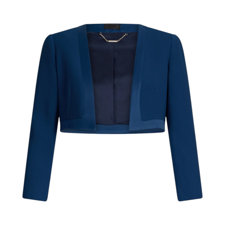 Giacca donna cropped elegante blu