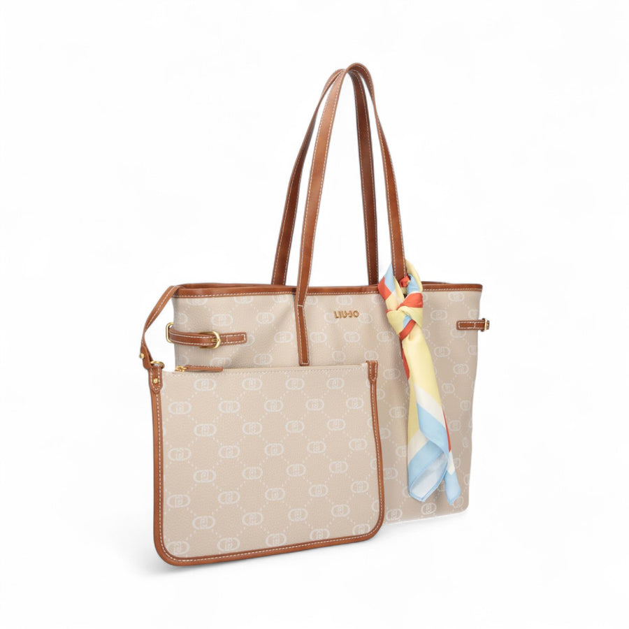 Borsa donna a spalla con logo e foulard