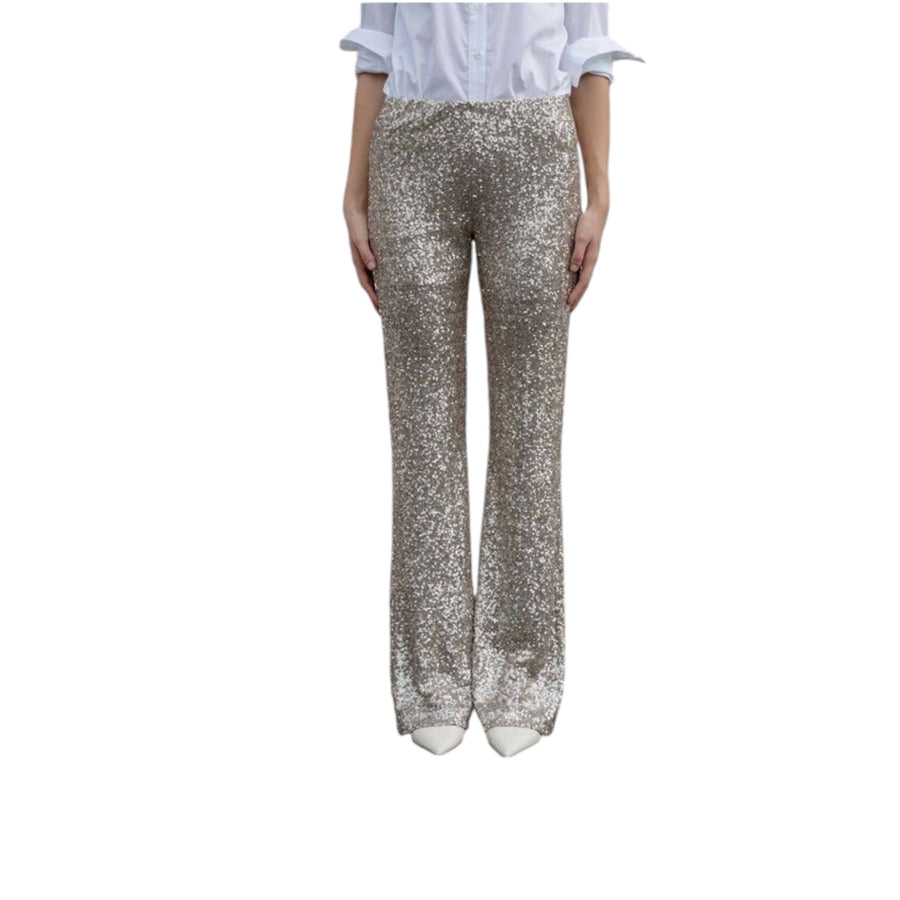 Pantalone donna a zampa di paillettes