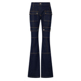 Jeans donna flare con tasche
