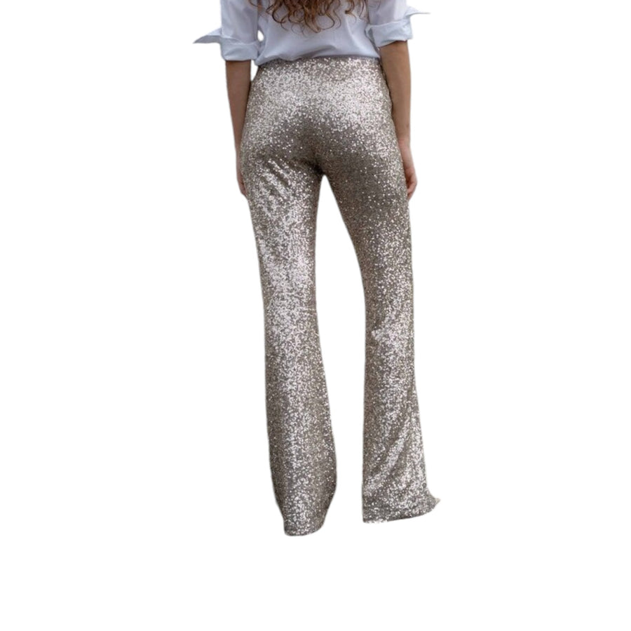 Pantalone donna a zampa di paillettes