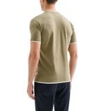 T-shirt Uomo Profili a Contrasto Verde Salvia QB24