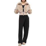 Bomber Donna in tessuto effetto pelliccia