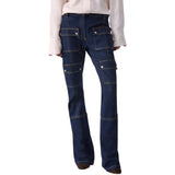 Jeans donna flare con tasche