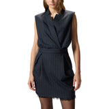 Abito donna corto smanicato in lana poly gessata