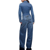 Camicia donna in denim con stringhe