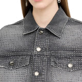 Giacca donna in denim con strass