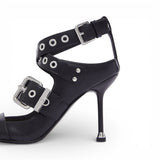 Sandali donna in pelle con tacco