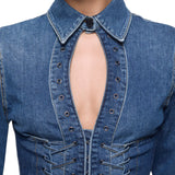 Camicia donna in denim con stringhe