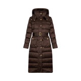 Piumino donna lungo con cappuccio