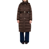 Piumino donna lungo con cappuccio