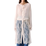 Camicia donna lunga con dettagli in pizzo