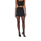 Gonna donna in maglia con paillettes