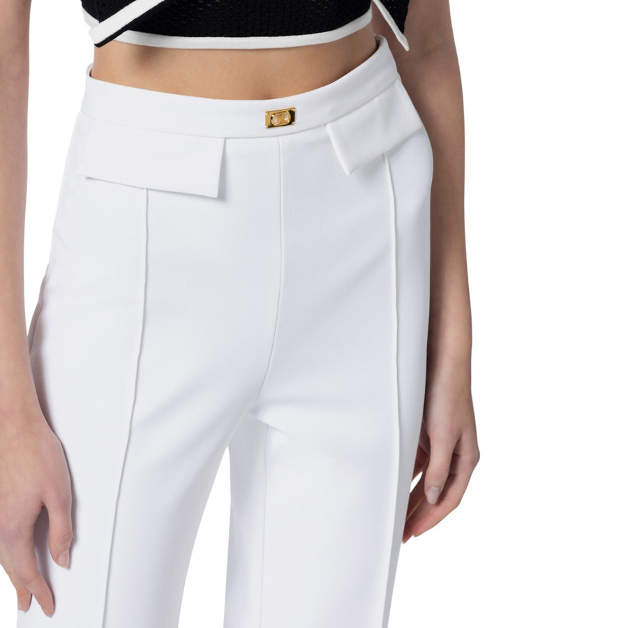 Pantaloni donna  in crêpe con placca logo