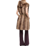 Gilet Donna lungo effetto pelliccia con cintura