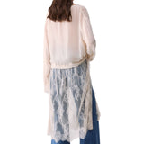Camicia donna lunga con dettagli in pizzo