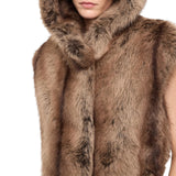 Gilet Donna lungo effetto pelliccia con cintura