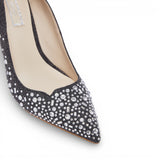 Décolleté donna in denim con pietre gioiello