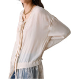 Camicia donna lunga con dettagli in pizzo