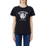 T-shirt donna con stampa e strass