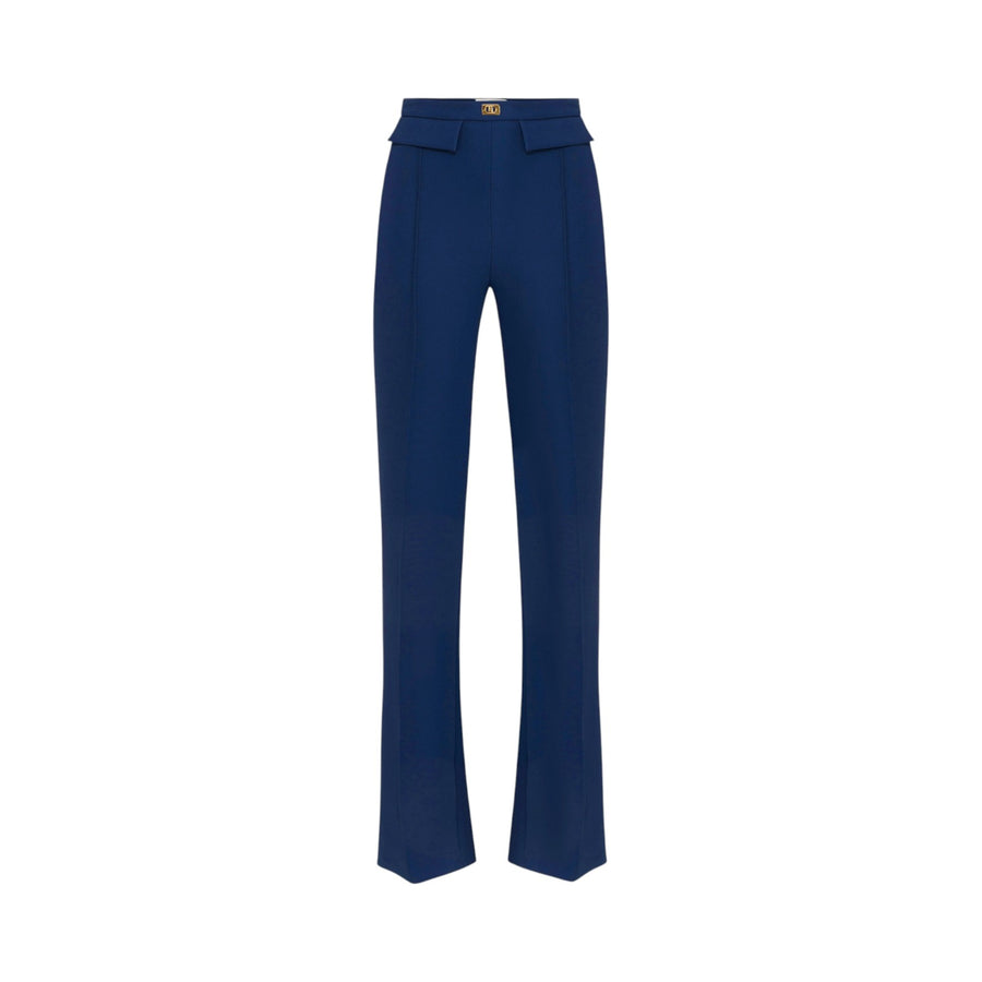 Pantaloni donna  in crêpe con placca logo