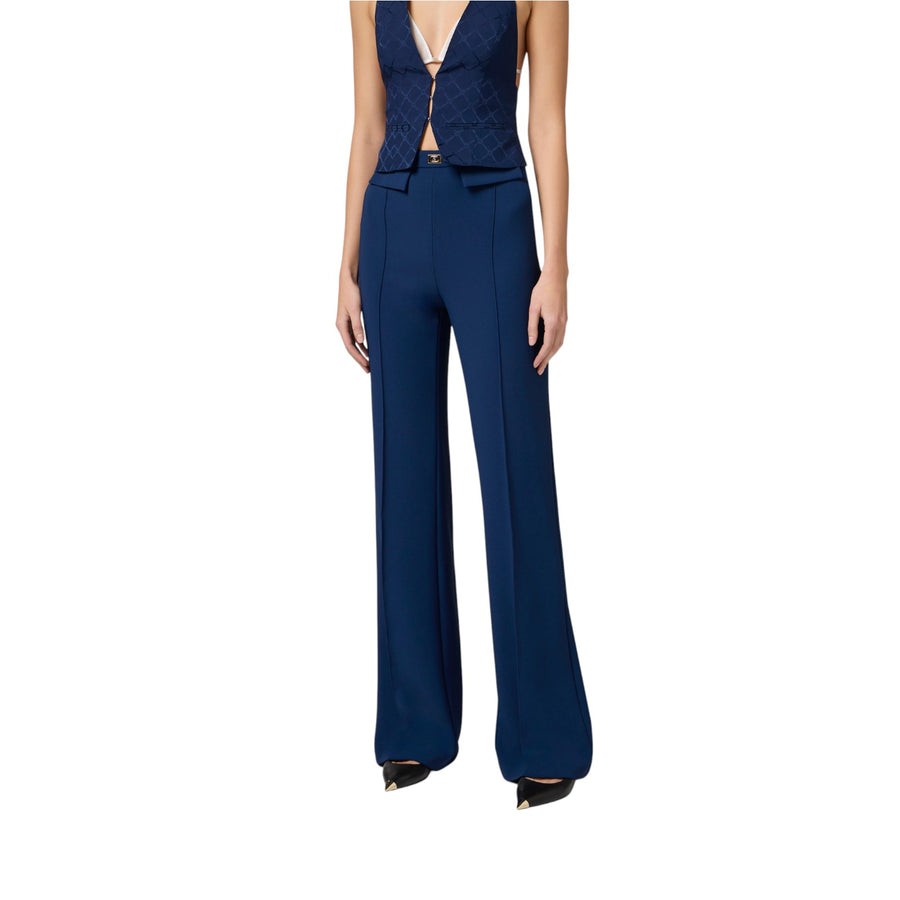 Pantaloni donna  in crêpe con placca logo