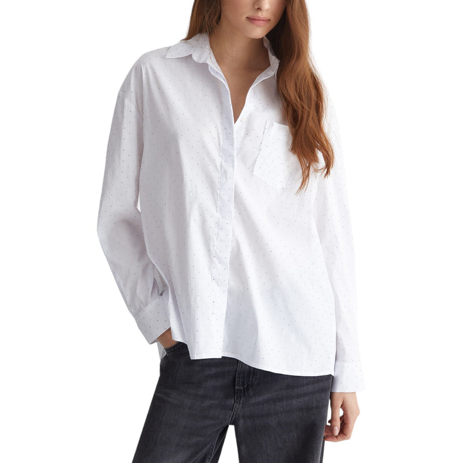 Camicia donna over con mini borchie