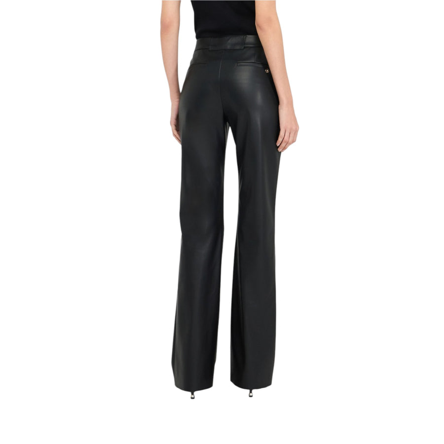 Pantaloni donna flare in tessuto spalmato